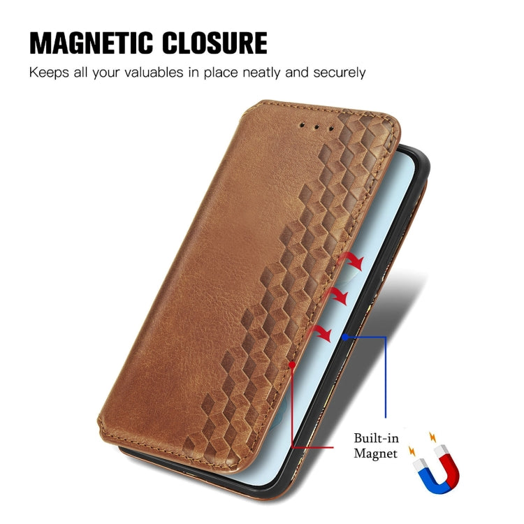 For Honor 200 Lite Global Cubic Grid Pressed Magnetic Leather Phone Case