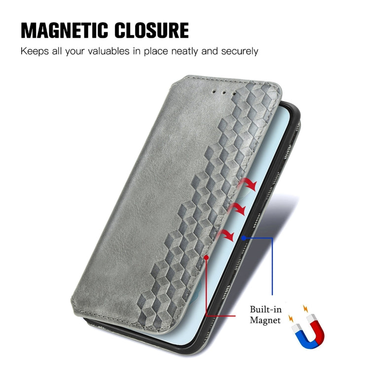 For Honor 200 Lite Global Cubic Grid Pressed Magnetic Leather Phone Case