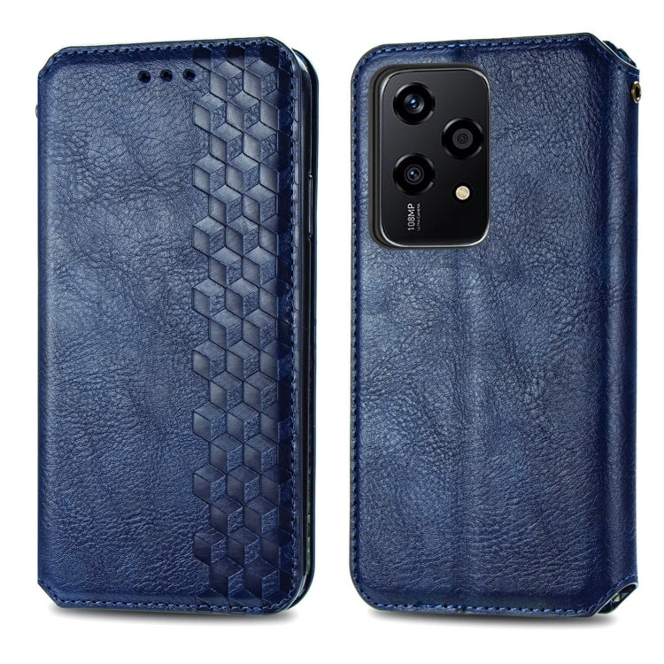 For Honor 200 Lite Global Cubic Grid Pressed Magnetic Leather Phone Case
