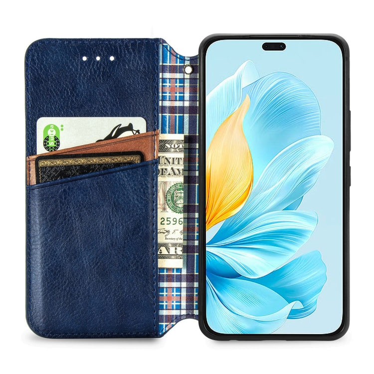 For Honor 200 Lite Global Cubic Grid Pressed Magnetic Leather Phone Case