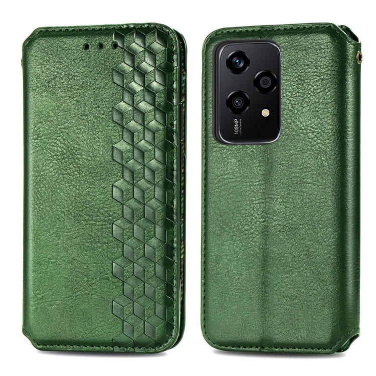 For Honor 200 Lite Global Cubic Grid Pressed Magnetic Leather Phone Case