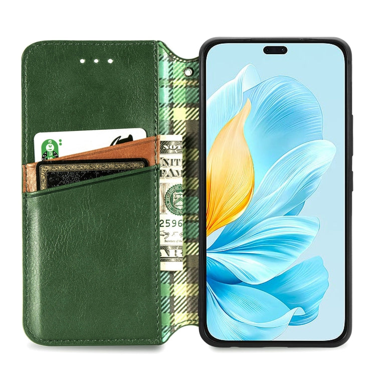 For Honor 200 Lite Global Cubic Grid Pressed Magnetic Leather Phone Case