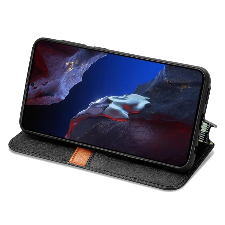 For Xiaomi Poco F5 Pro Cubic Grid Pressed Magnetic Leather Phone Case