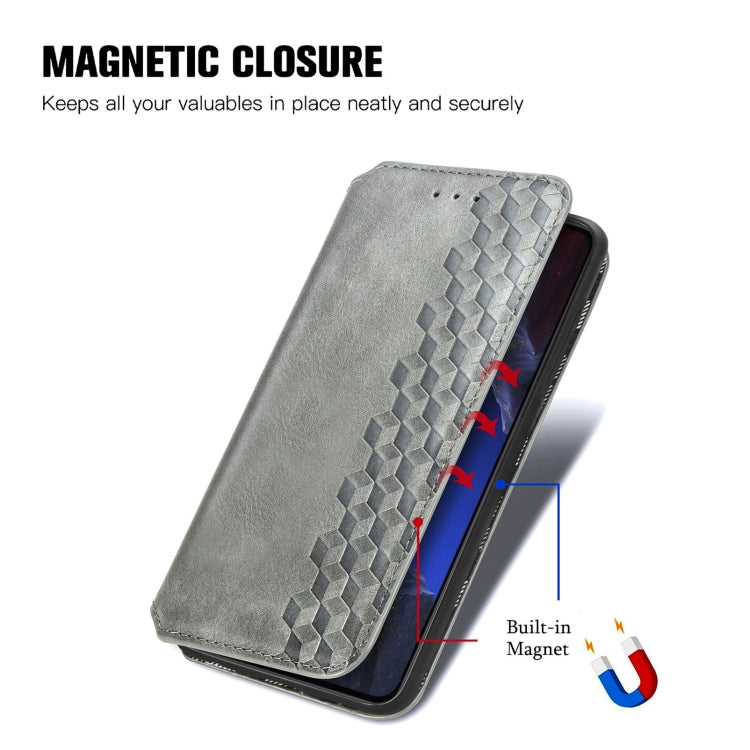 For Xiaomi Poco F5 Pro Cubic Grid Pressed Magnetic Leather Phone Case