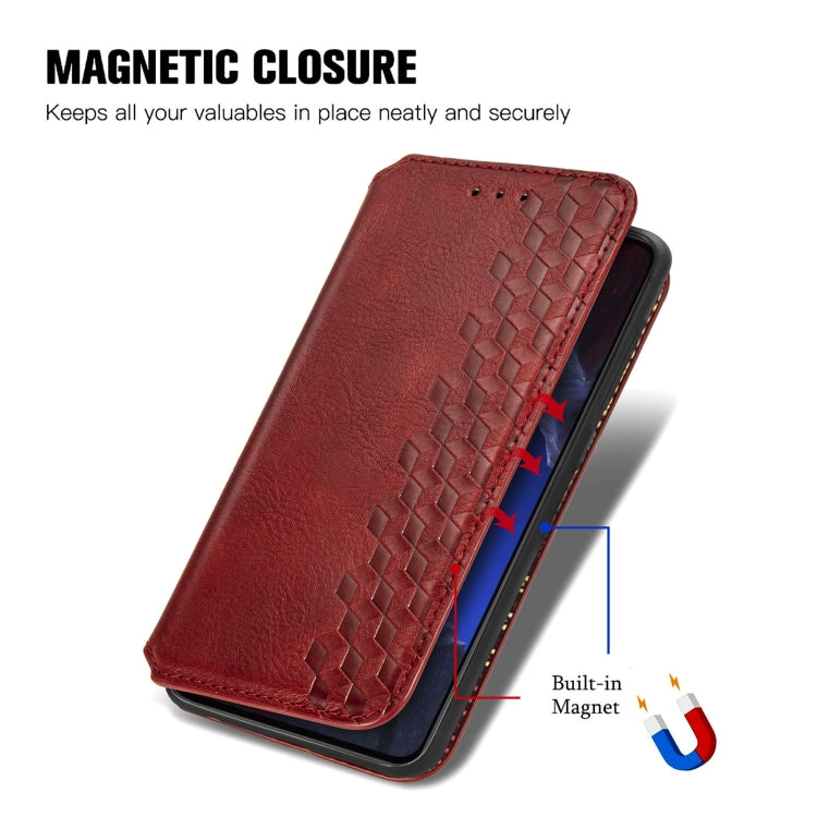 For Xiaomi Poco F5 Pro Cubic Grid Pressed Magnetic Leather Phone Case