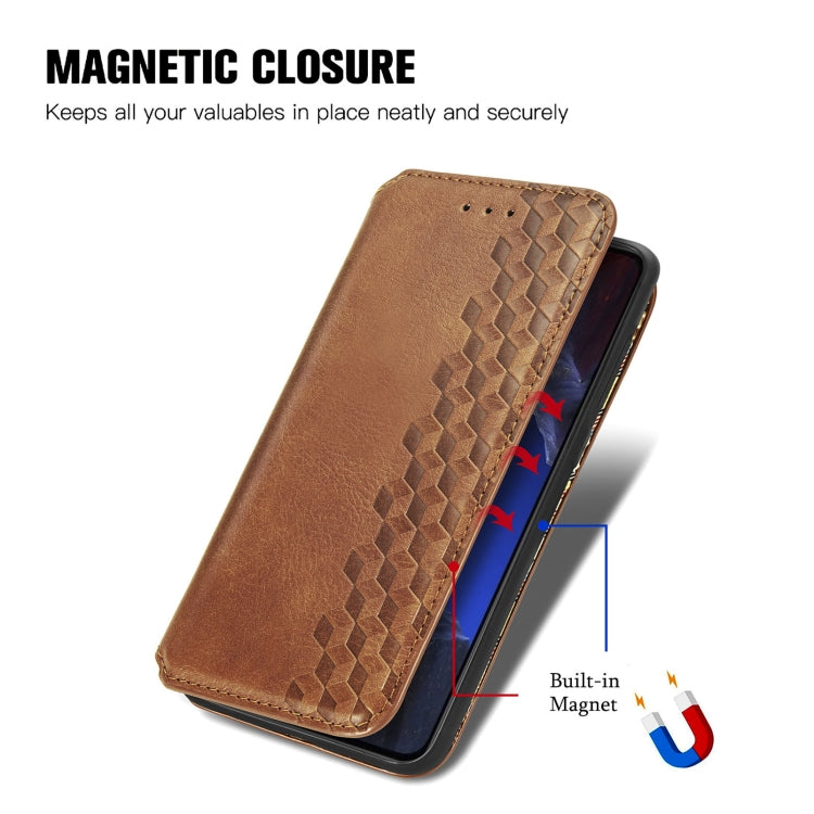 For Xiaomi Poco F5 Pro Cubic Grid Pressed Magnetic Leather Phone Case