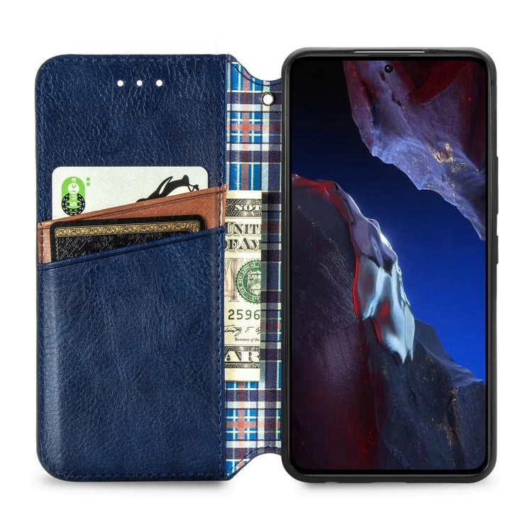For Xiaomi Poco F5 Pro Cubic Grid Pressed Magnetic Leather Phone Case
