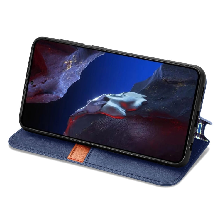 For Xiaomi Poco F5 Pro Cubic Grid Pressed Magnetic Leather Phone Case