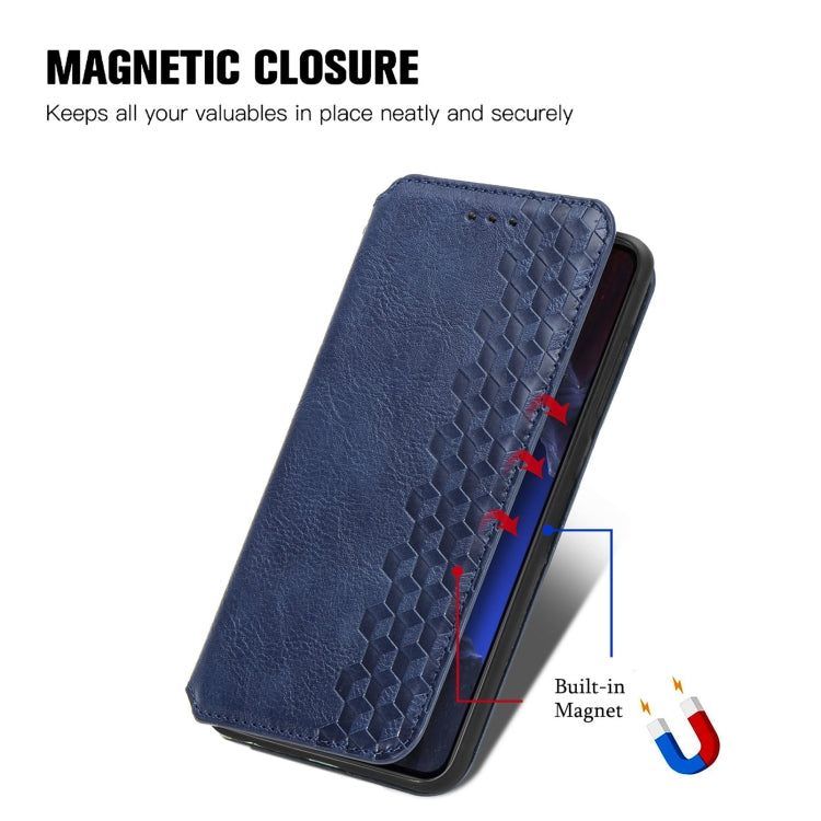 For Xiaomi Poco F5 Pro Cubic Grid Pressed Magnetic Leather Phone Case