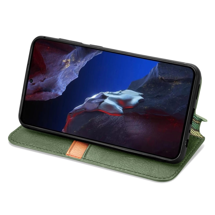 For Xiaomi Poco F5 Pro Cubic Grid Pressed Magnetic Leather Phone Case