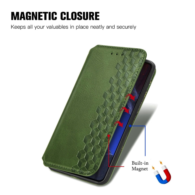 For Xiaomi Poco F5 Pro Cubic Grid Pressed Magnetic Leather Phone Case