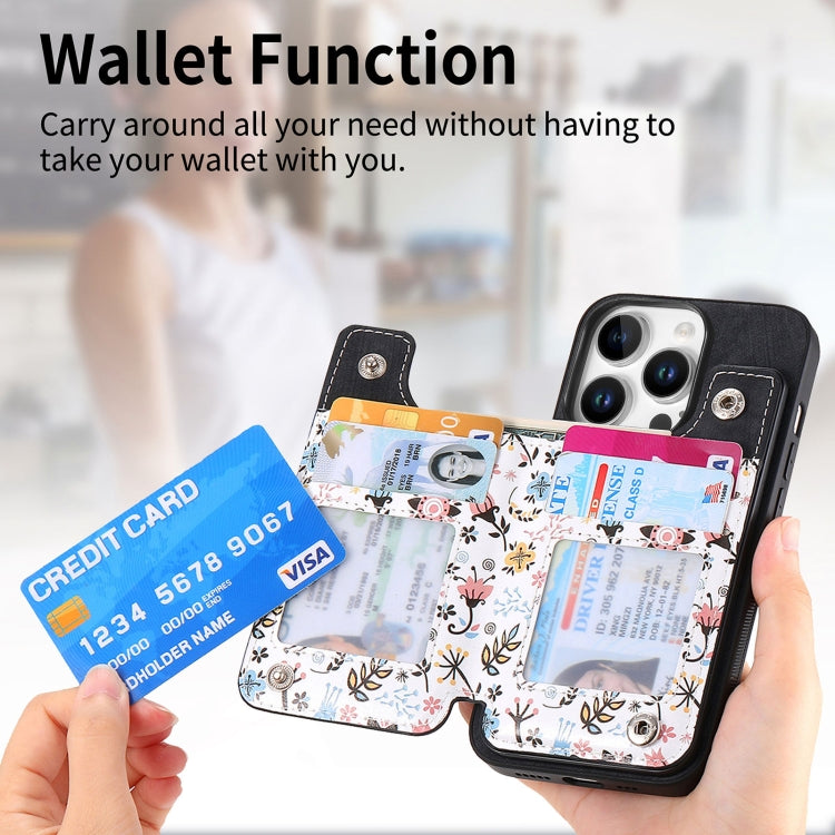 For iPhone 16 Pro Max Retro Painted Zipper Wallet Back Phone Case