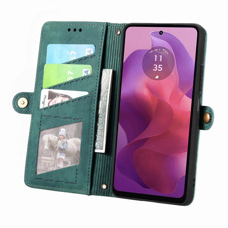 For Motorola Moto G24 Geometric Zipper Wallet Side Buckle Leather Phone Case