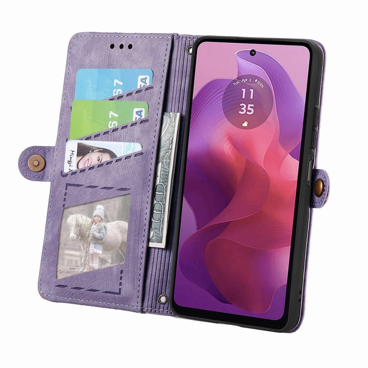 For Motorola Moto G24 Geometric Zipper Wallet Side Buckle Leather Phone Case