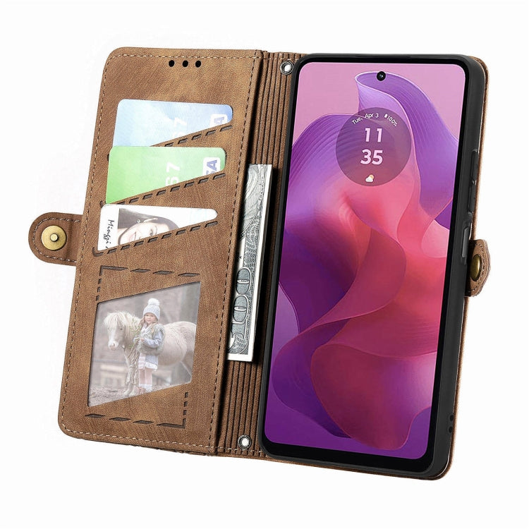 For Motorola Moto G24 Geometric Zipper Wallet Side Buckle Leather Phone Case