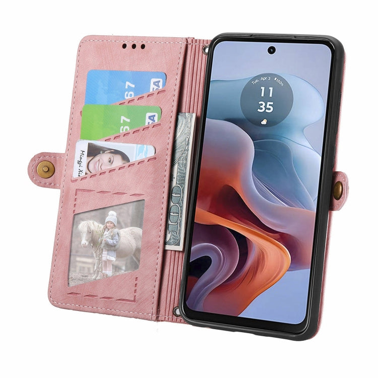 For Motorola Moto G34 5G Geometric Zipper Wallet Side Buckle Leather Phone Case
