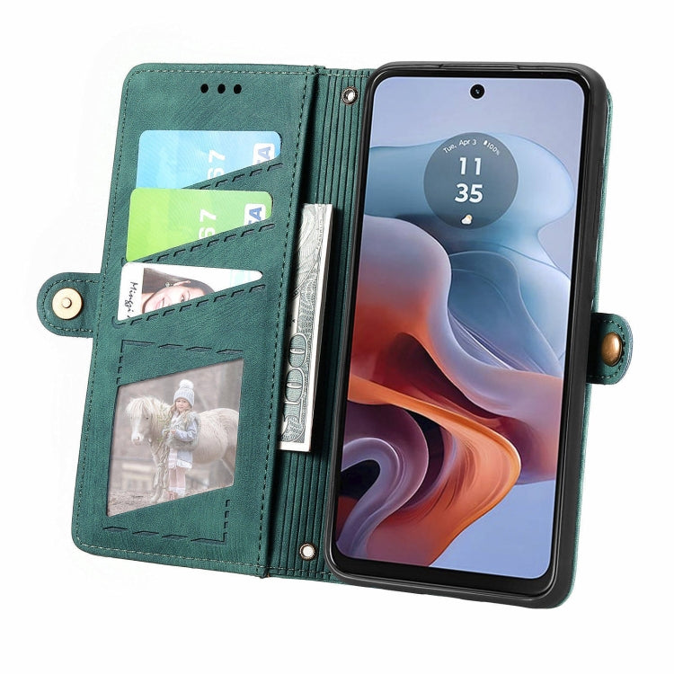 For Motorola Moto G34 5G Geometric Zipper Wallet Side Buckle Leather Phone Case