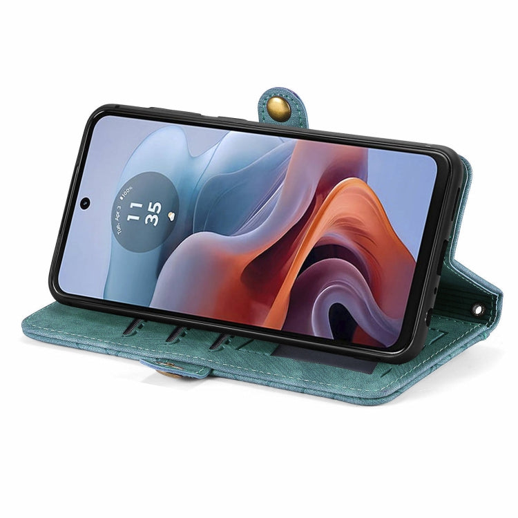 For Motorola Moto G34 5G Geometric Zipper Wallet Side Buckle Leather Phone Case