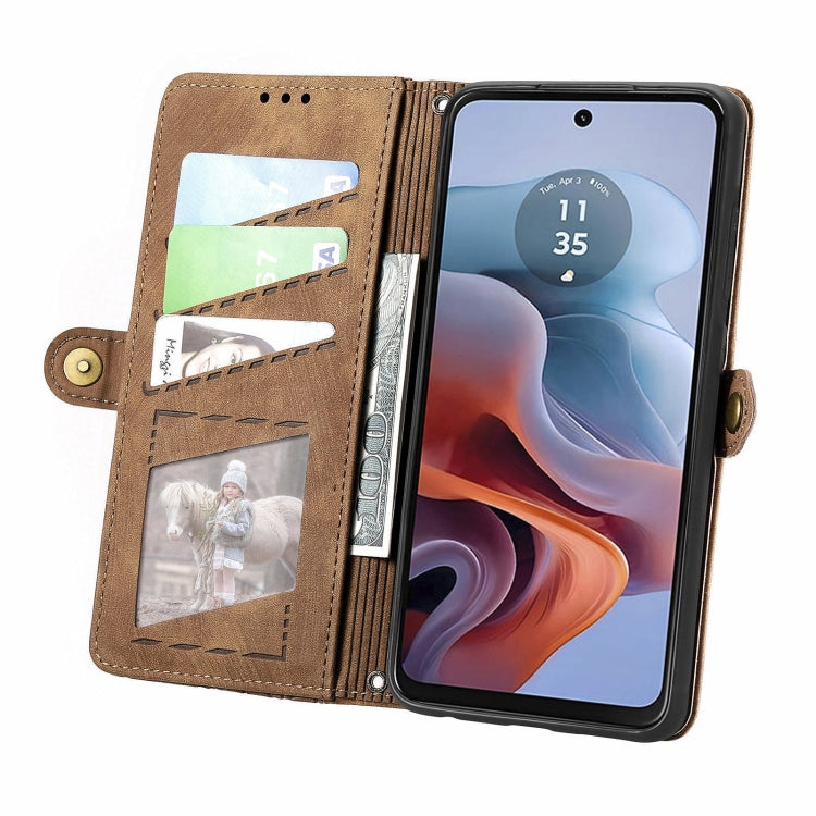 For Motorola Moto G34 5G Geometric Zipper Wallet Side Buckle Leather Phone Case