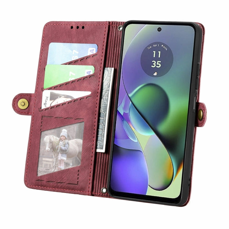 For Motorola  Moto G54 5G Geometric Zipper Wallet Side Buckle Leather Phone Case
