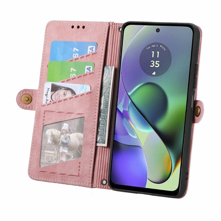 For Motorola  Moto G54 5G Geometric Zipper Wallet Side Buckle Leather Phone Case