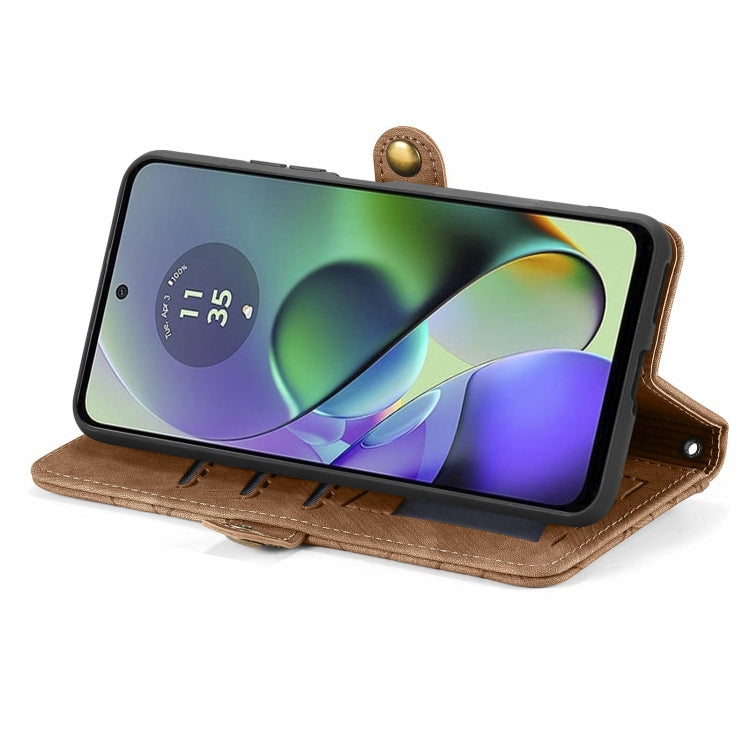 For Motorola  Moto G54 5G Geometric Zipper Wallet Side Buckle Leather Phone Case