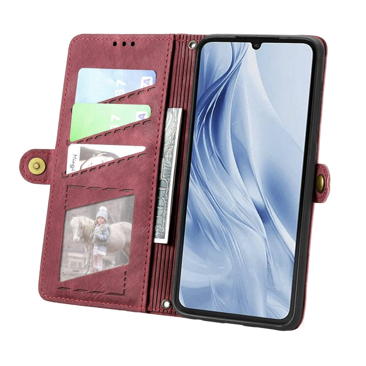 For Xiaomi Redmi 13C 5G Geometric Zipper Wallet Side Buckle Leather Phone Case