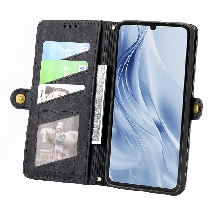 For Xiaomi Redmi 13C 5G Geometric Zipper Wallet Side Buckle Leather Phone Case