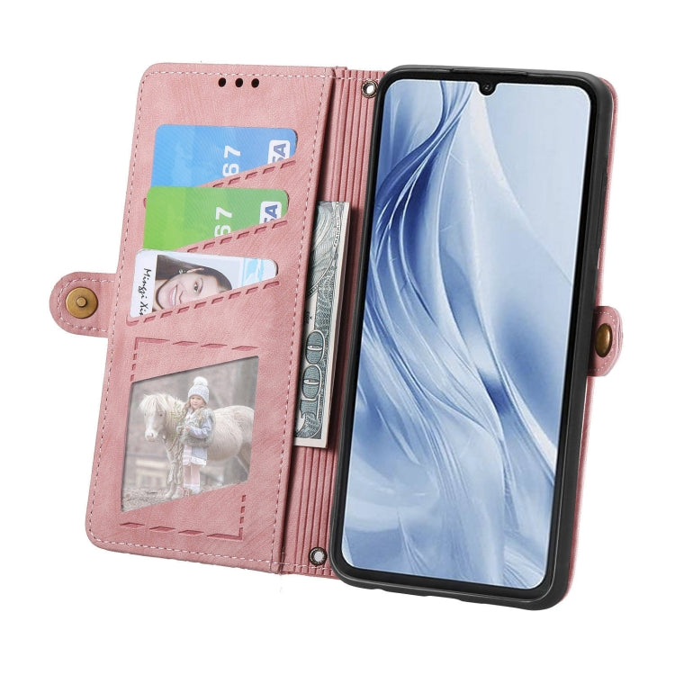 For Xiaomi Redmi 13C 5G Geometric Zipper Wallet Side Buckle Leather Phone Case