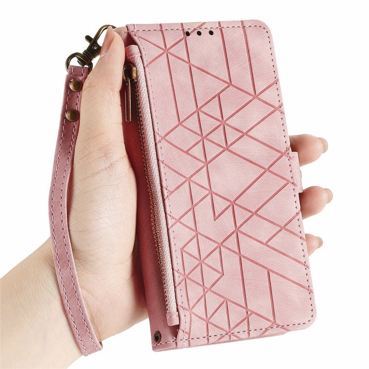For Xiaomi Redmi 13C 5G Geometric Zipper Wallet Side Buckle Leather Phone Case