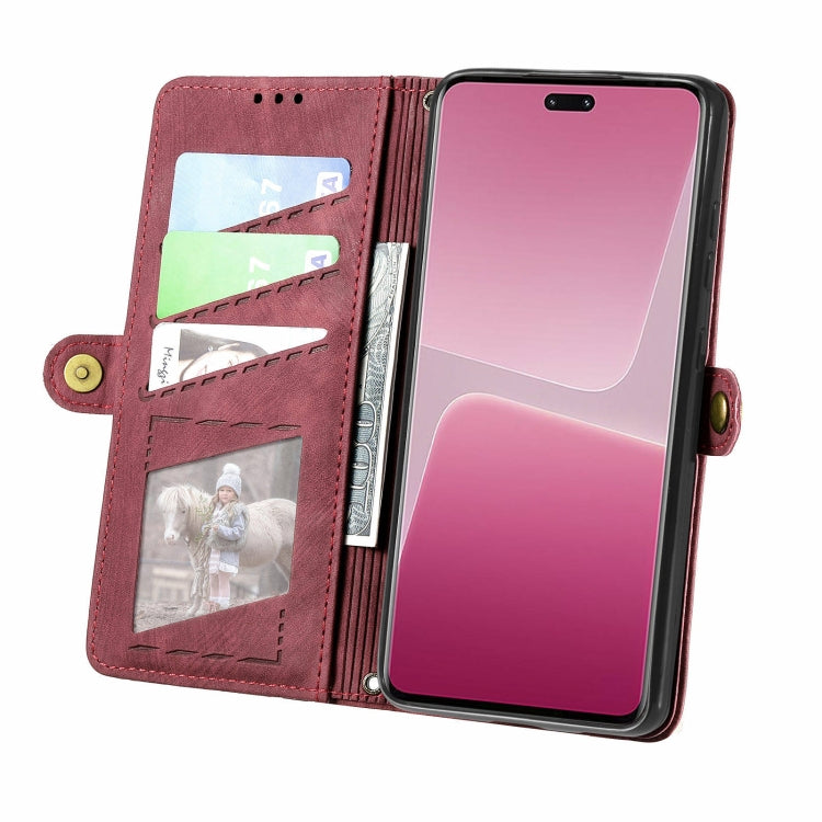 For Xiaomi 13 lite Geometric Zipper Wallet Side Buckle Leather Phone Case