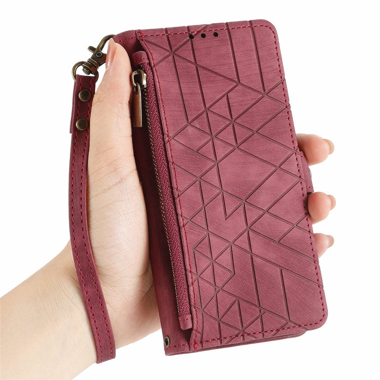 For Xiaomi 13 lite Geometric Zipper Wallet Side Buckle Leather Phone Case