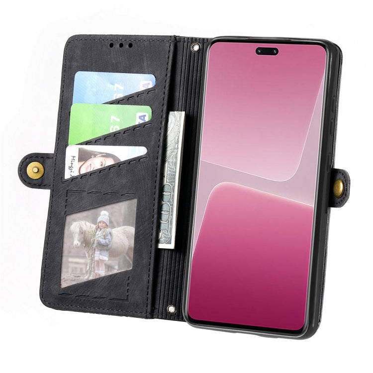 For Xiaomi 13 lite Geometric Zipper Wallet Side Buckle Leather Phone Case