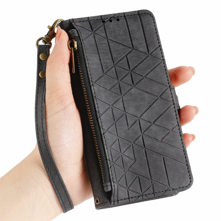 For Xiaomi 13 lite Geometric Zipper Wallet Side Buckle Leather Phone Case