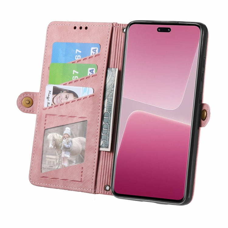 For Xiaomi 13 lite Geometric Zipper Wallet Side Buckle Leather Phone Case