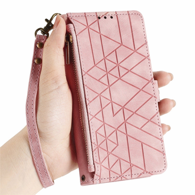 For Xiaomi 13 lite Geometric Zipper Wallet Side Buckle Leather Phone Case