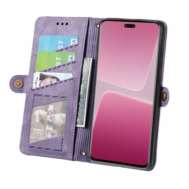 For Xiaomi 13 lite Geometric Zipper Wallet Side Buckle Leather Phone Case