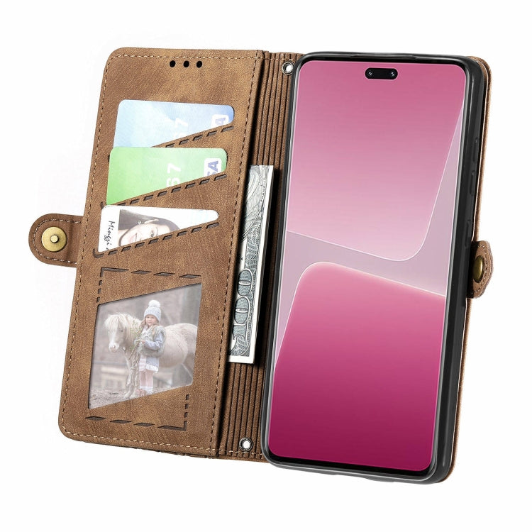 For Xiaomi 13 lite Geometric Zipper Wallet Side Buckle Leather Phone Case