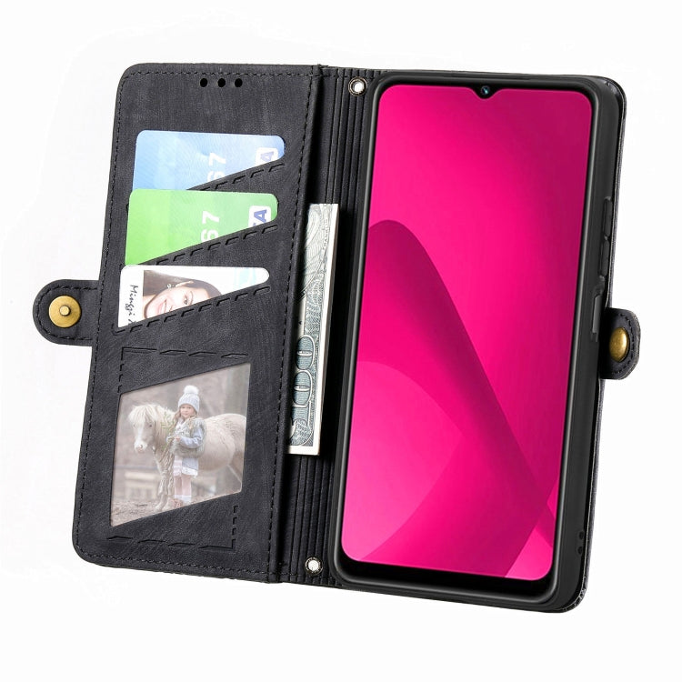 For Xiaomi Redmi 14C Geometric Zipper Wallet Side Buckle Leather Phone Case