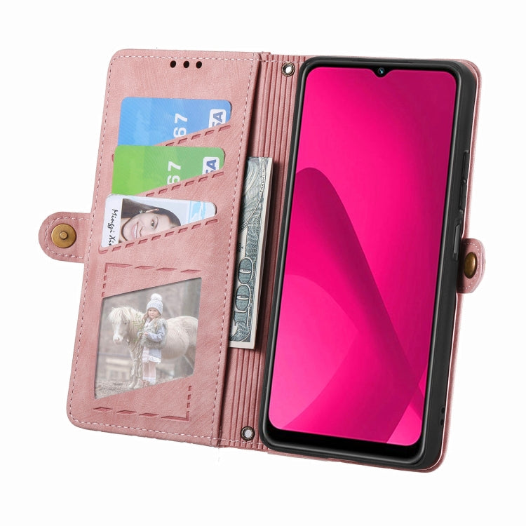 For Xiaomi Redmi 14C Geometric Zipper Wallet Side Buckle Leather Phone Case
