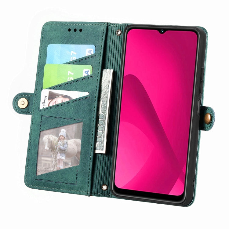 For Xiaomi Redmi 14C Geometric Zipper Wallet Side Buckle Leather Phone Case