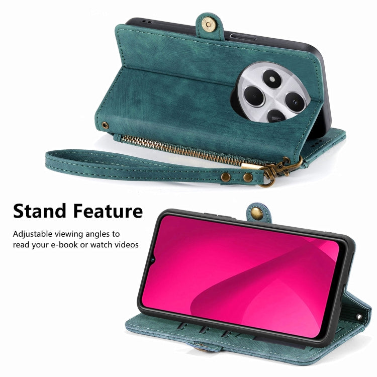 For Xiaomi Redmi 14C Geometric Zipper Wallet Side Buckle Leather Phone Case