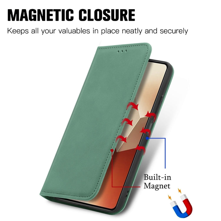 For Xiaomi Redmi Note 13 4G Retro Skin Feel Magnetic Flip Leather Phone Case