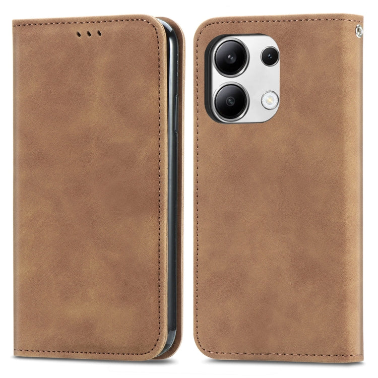 For Xiaomi Redmi Note 13 4G Retro Skin Feel Magnetic Flip Leather Phone Case