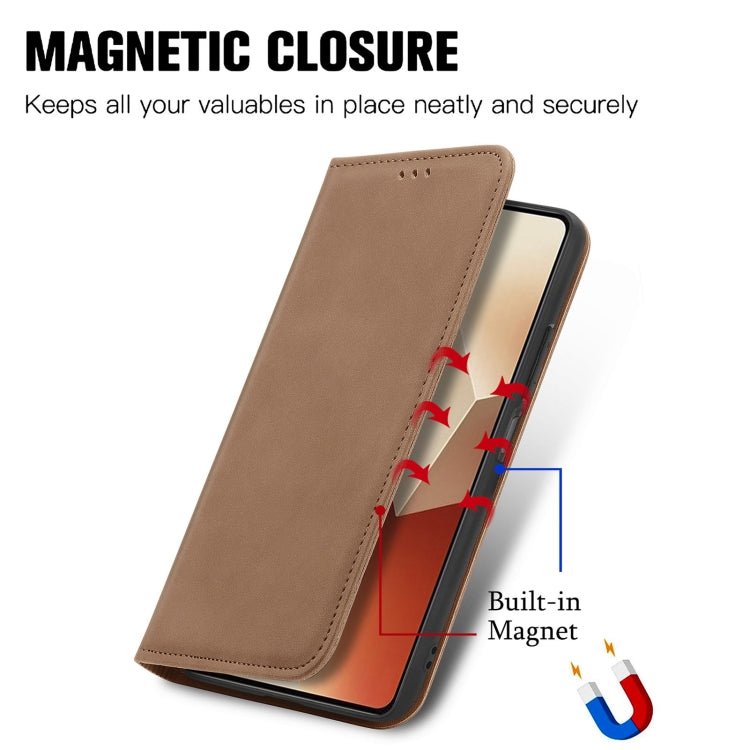 For Xiaomi Redmi Note 13 4G Retro Skin Feel Magnetic Flip Leather Phone Case