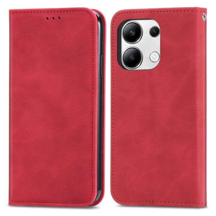 For Xiaomi Redmi Note 13 4G Retro Skin Feel Magnetic Flip Leather Phone Case