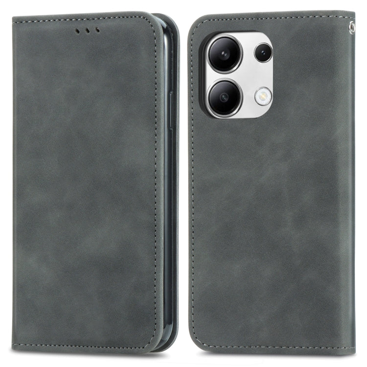 For Xiaomi Redmi Note 13 4G Retro Skin Feel Magnetic Flip Leather Phone Case