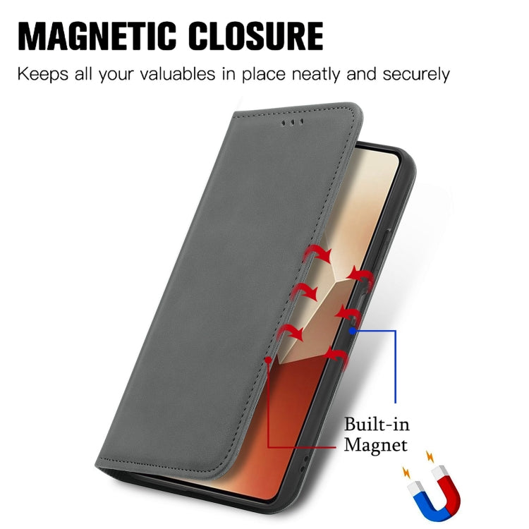For Xiaomi Redmi Note 13 4G Retro Skin Feel Magnetic Flip Leather Phone Case
