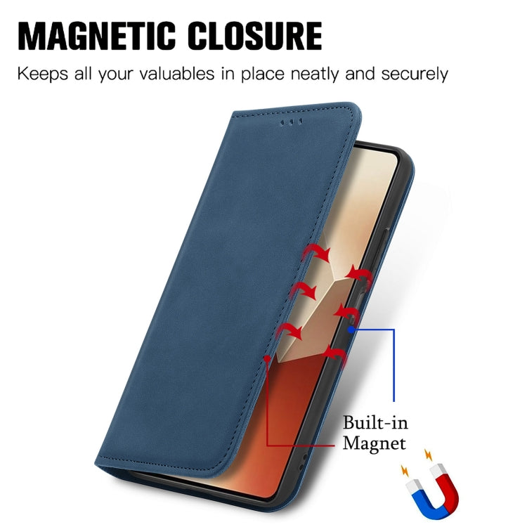 For Xiaomi Redmi Note 13 4G Retro Skin Feel Magnetic Flip Leather Phone Case