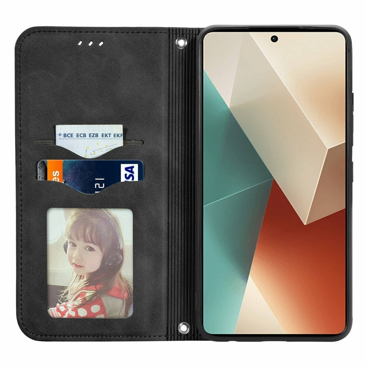For Xiaomi Redmi Note 13 5G Retro Skin Feel Magnetic Flip Leather Phone Case